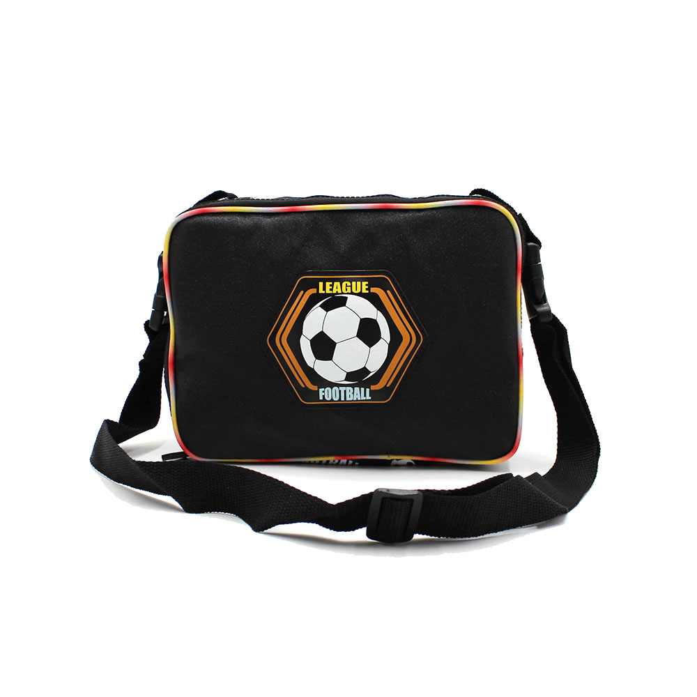 Borsa da pranzo per bambini con cartoni animati di calcio nero